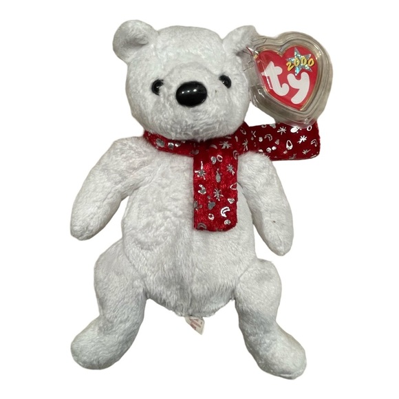 Ty White and Red Stuffed Animal Bear - Picture 3 of 7